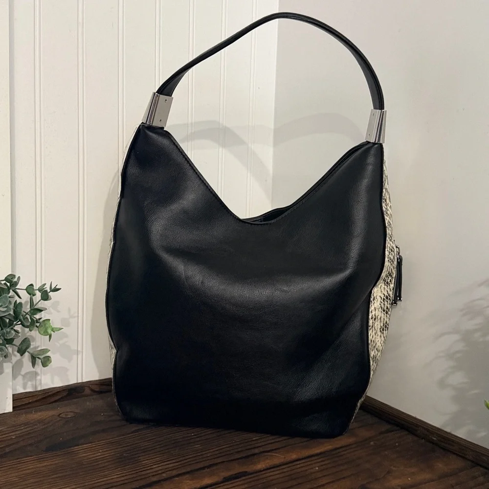 NWT Elegant Alfani Black and Snakeskin Women's Hobo Bag